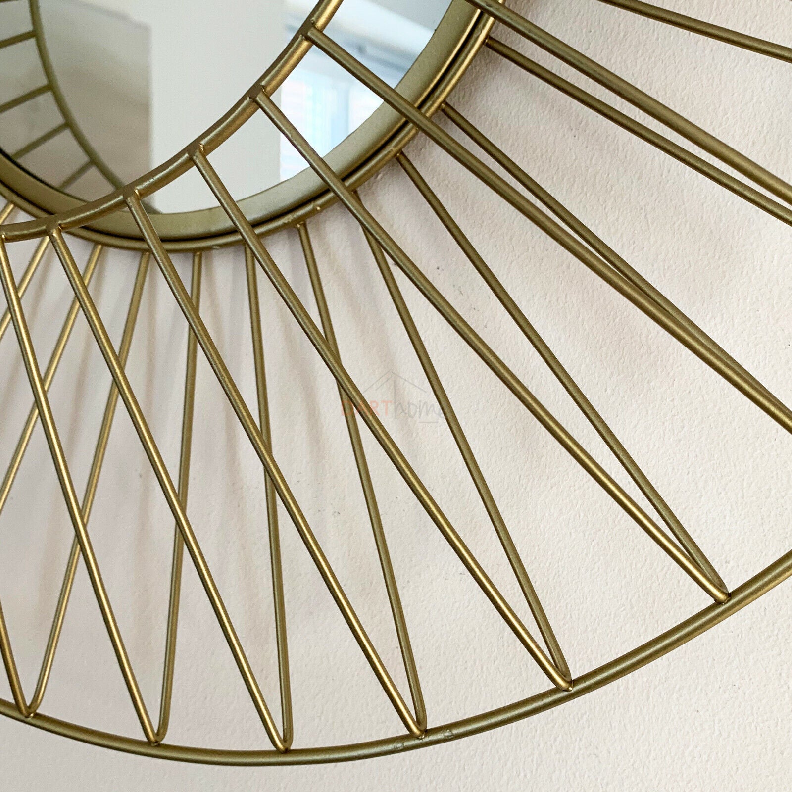 Golddraht-Wandspiegel mit Metallkäfig