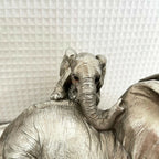 Silver Elephant And Climbing Baby Ornament