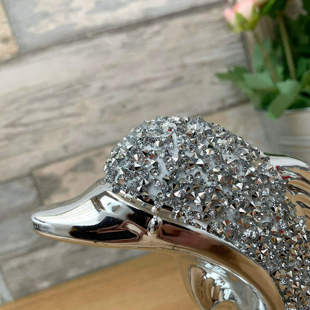 Silver Crystal Dolphin Figurine