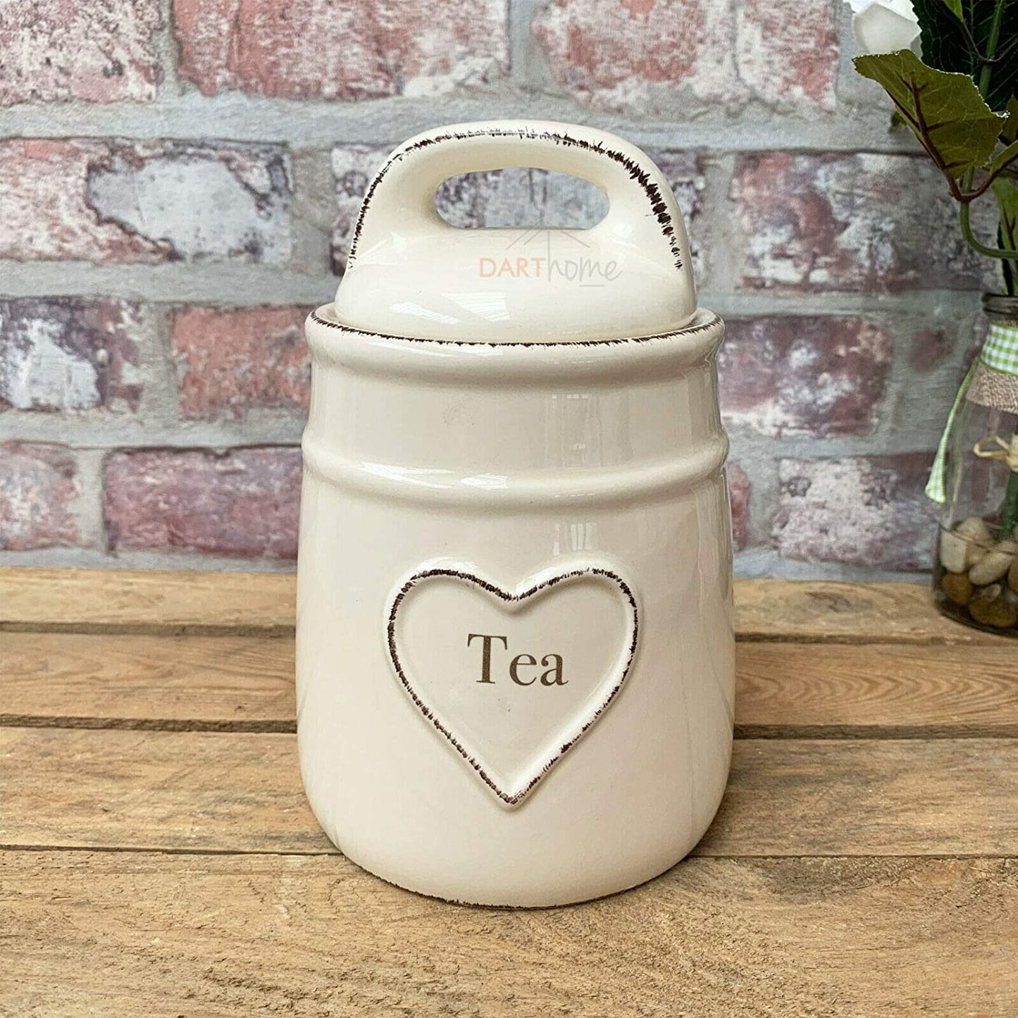 Love Heart Ceramic Tea Coffee Sugar Canisters Set