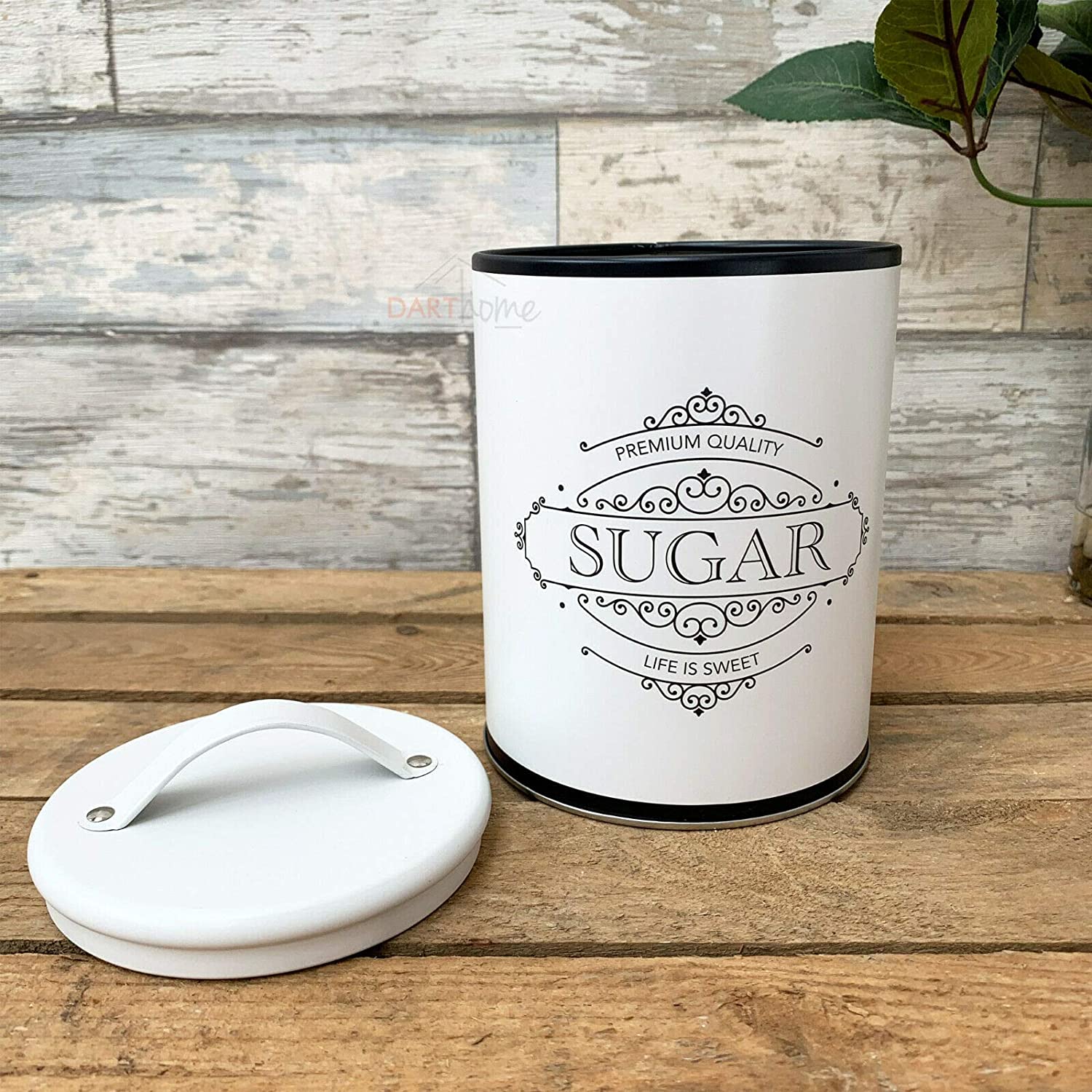 S/3 White Tea Coffee Sugar Canisters