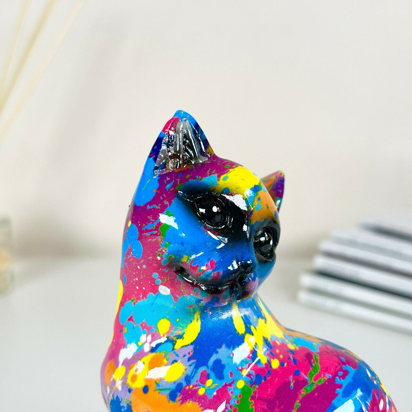 Abstract Paint Splatter Sitting Cat Ornament