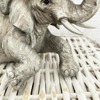 Silver Elephant And Climbing Baby Ornament