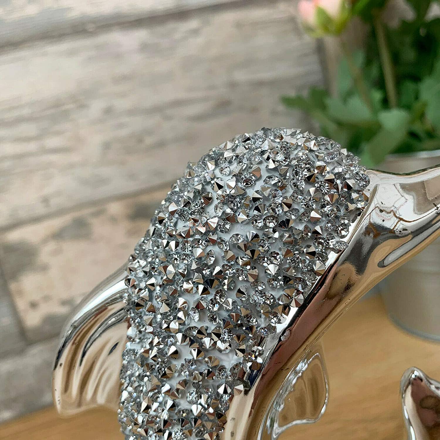 Silver Crystal Dolphin Figurine