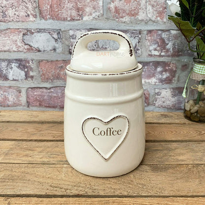 Love Heart Ceramic Tea Coffee Sugar Canisters Set