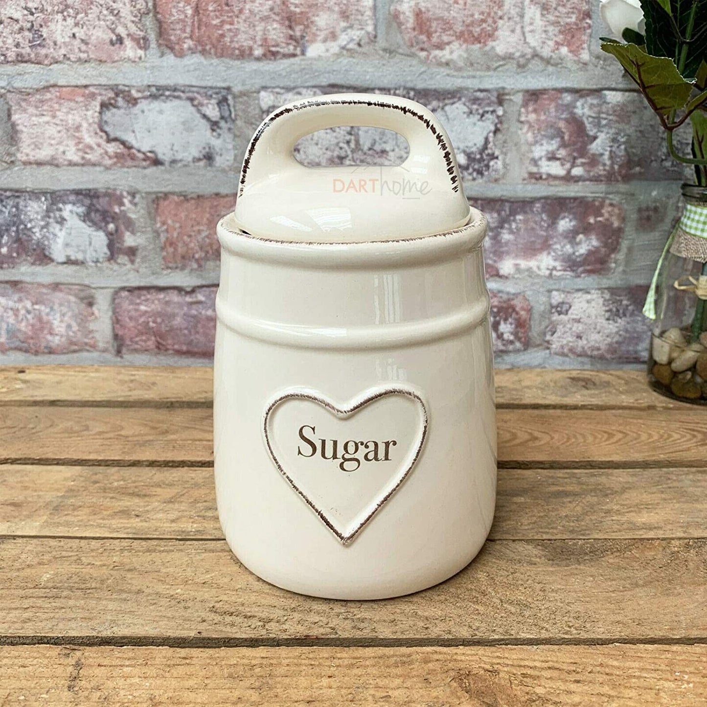 Love Heart Ceramic Tea Coffee Sugar Canisters Set