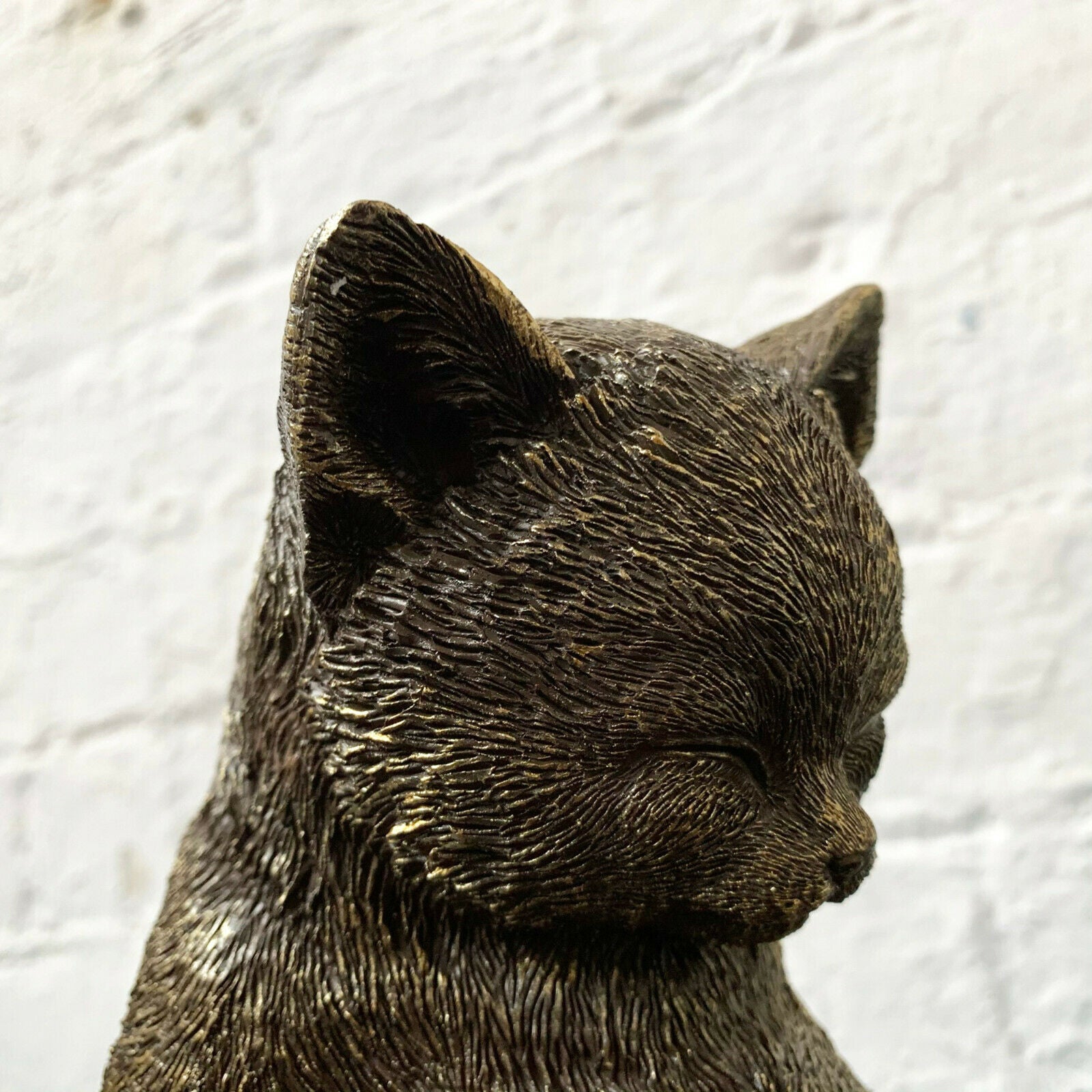 Goldharz-Buchstütze mit schlafender Katze