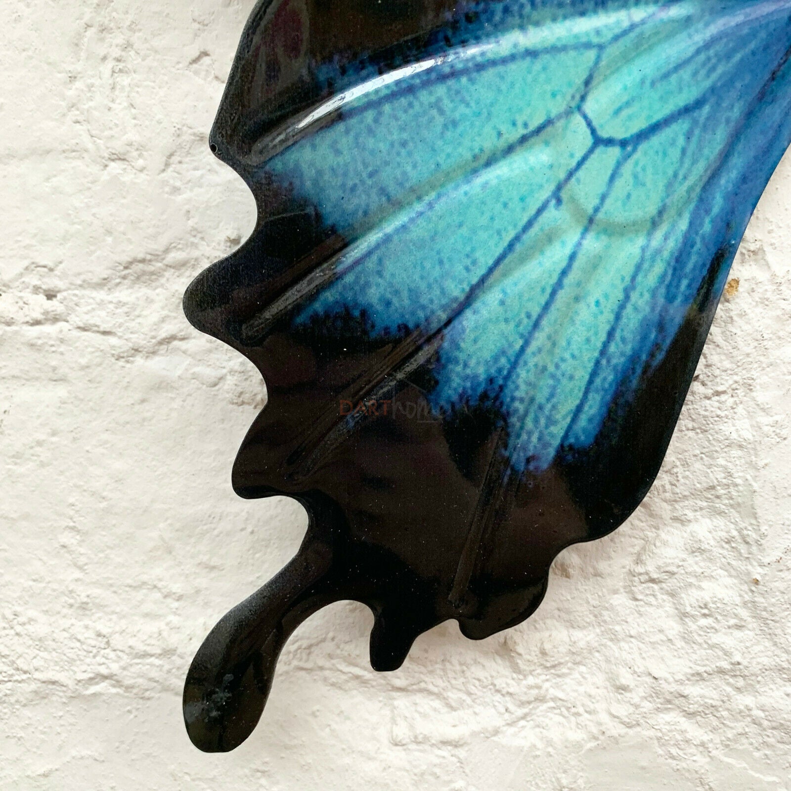 Blaue und schwarze Schmetterlings-Wandkunst aus Metall