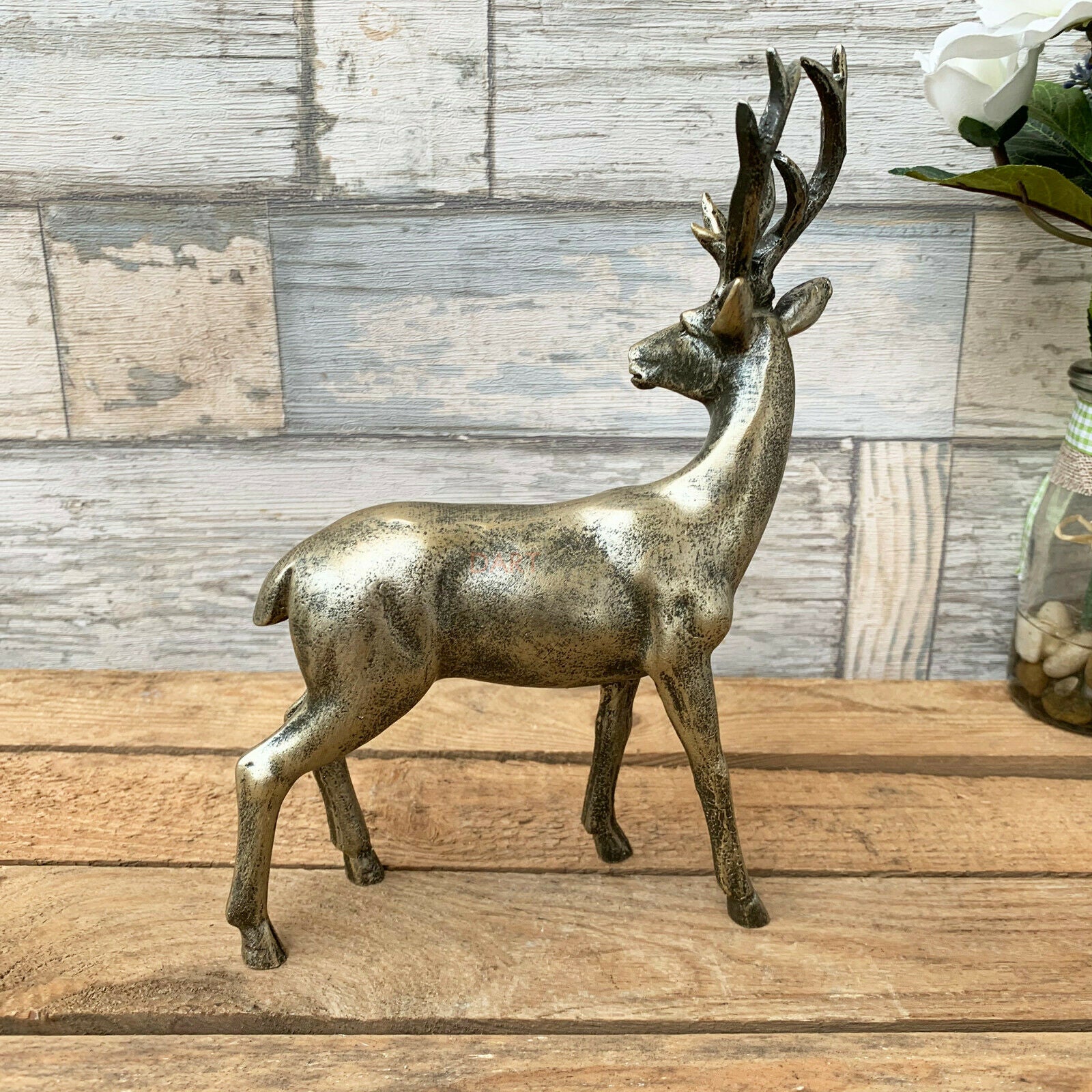 Antique Gold Right Facing Reindeer Sculpture