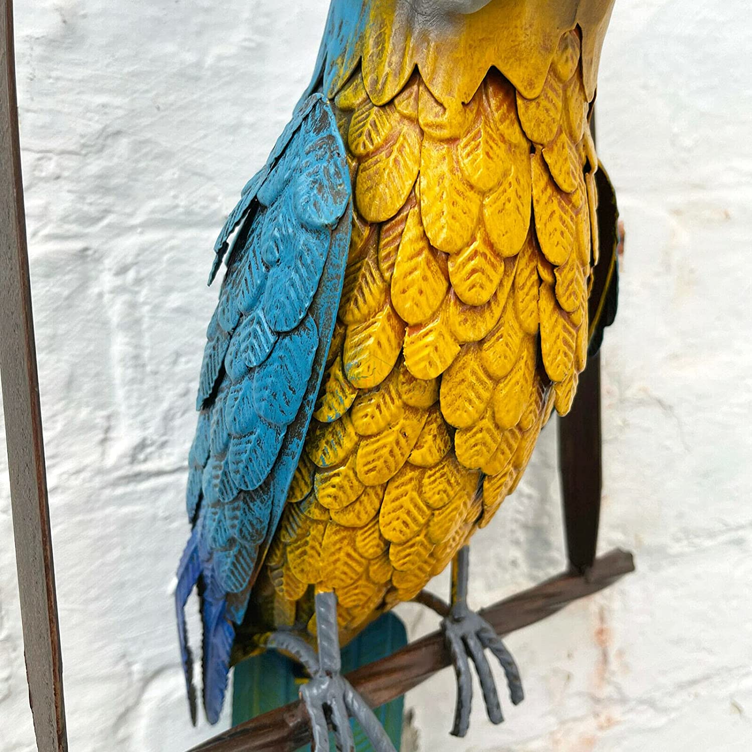 Hanging Blue Macaw Parrot Garden Sculpture