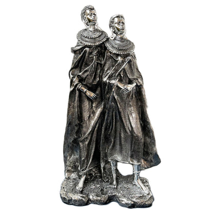 Large Silver Masai Couple Ornament