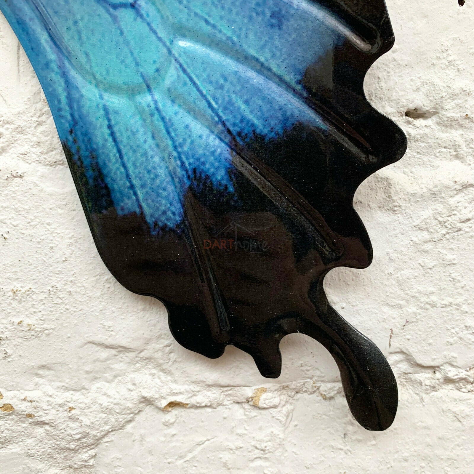 Blaue und schwarze Schmetterlings-Wandkunst aus Metall