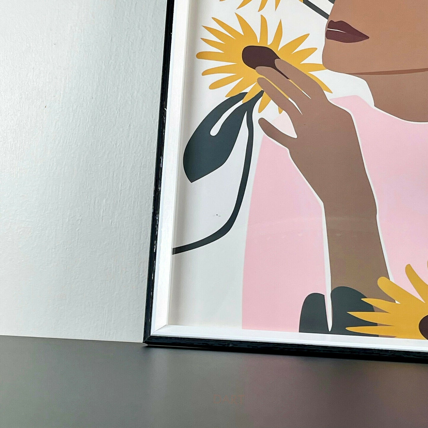 Woman & Sunflowers Framed Print Wall Art