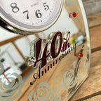 40th Ruby Wedding Anniversary Mirror Clock 16cm