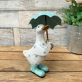 Aqua Blue Polka Dot Duck With Umbrella