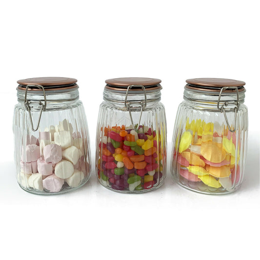 1.5L Glass Storage Jars - Set Of 3