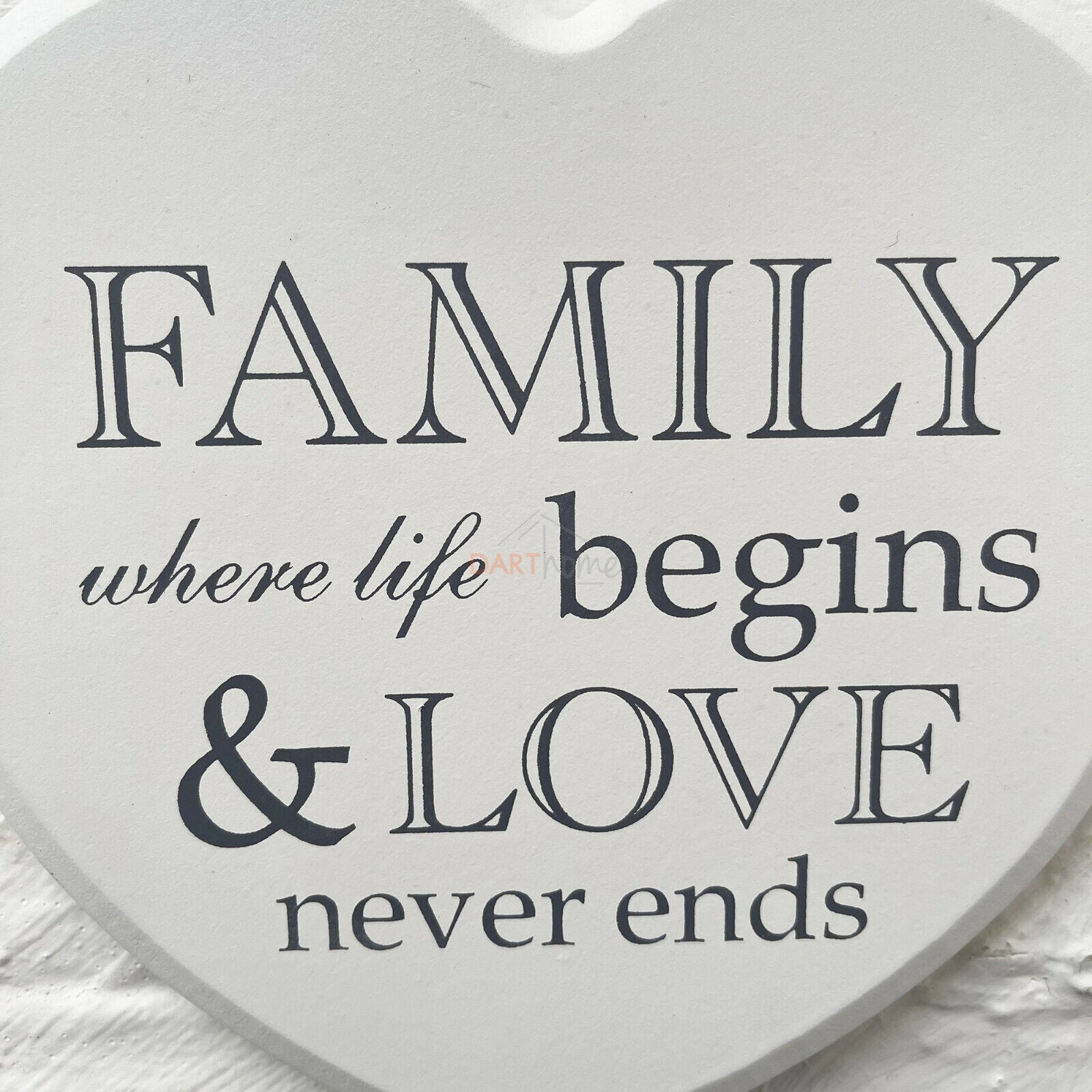 Hanging love Heart Plaque - Family Is Where Life Begins & Love Never Ends