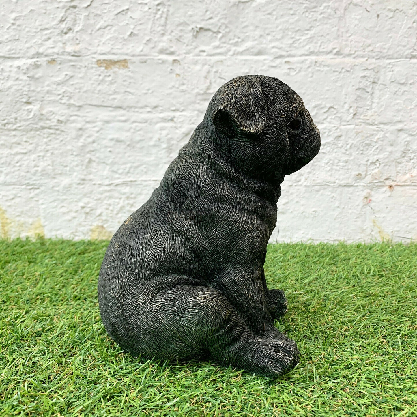 Bronze Resin Sitting Pug Dog Ornament