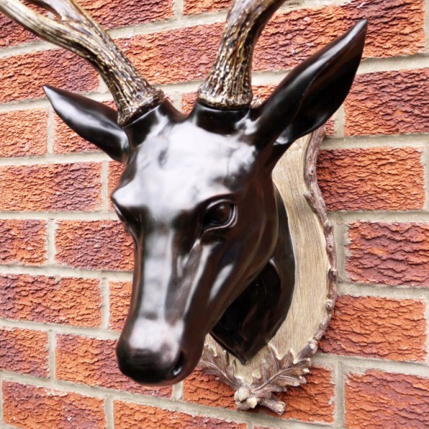 Extra Large Glossy Black Stags Wall Head