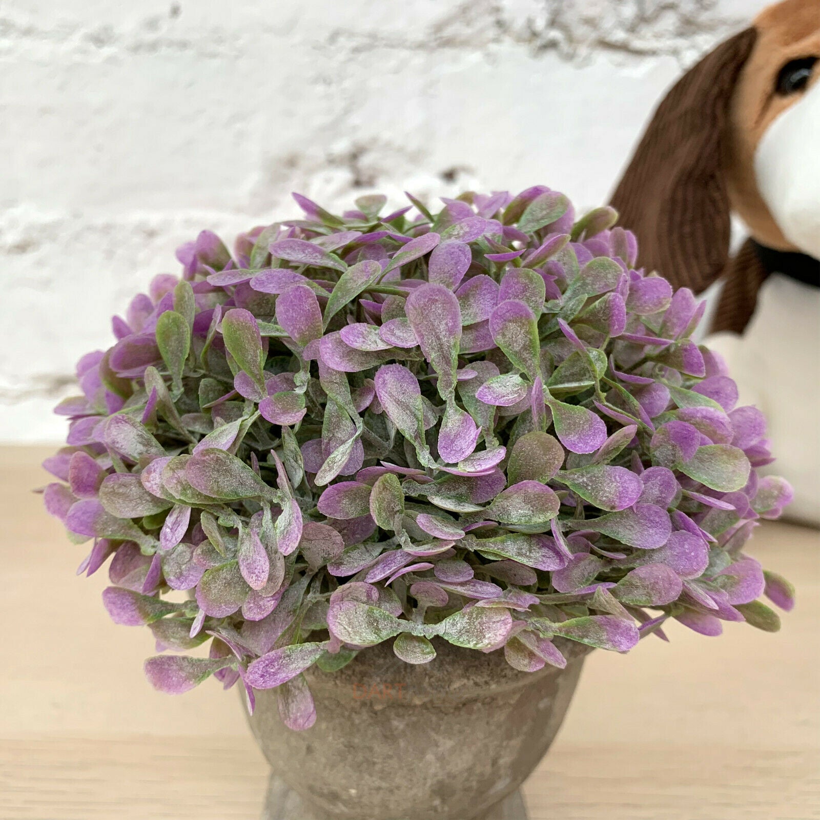 Lila Hortensie im Topf, künstliche Pflanze