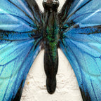Blaue und schwarze Schmetterlings-Wandkunst aus Metall