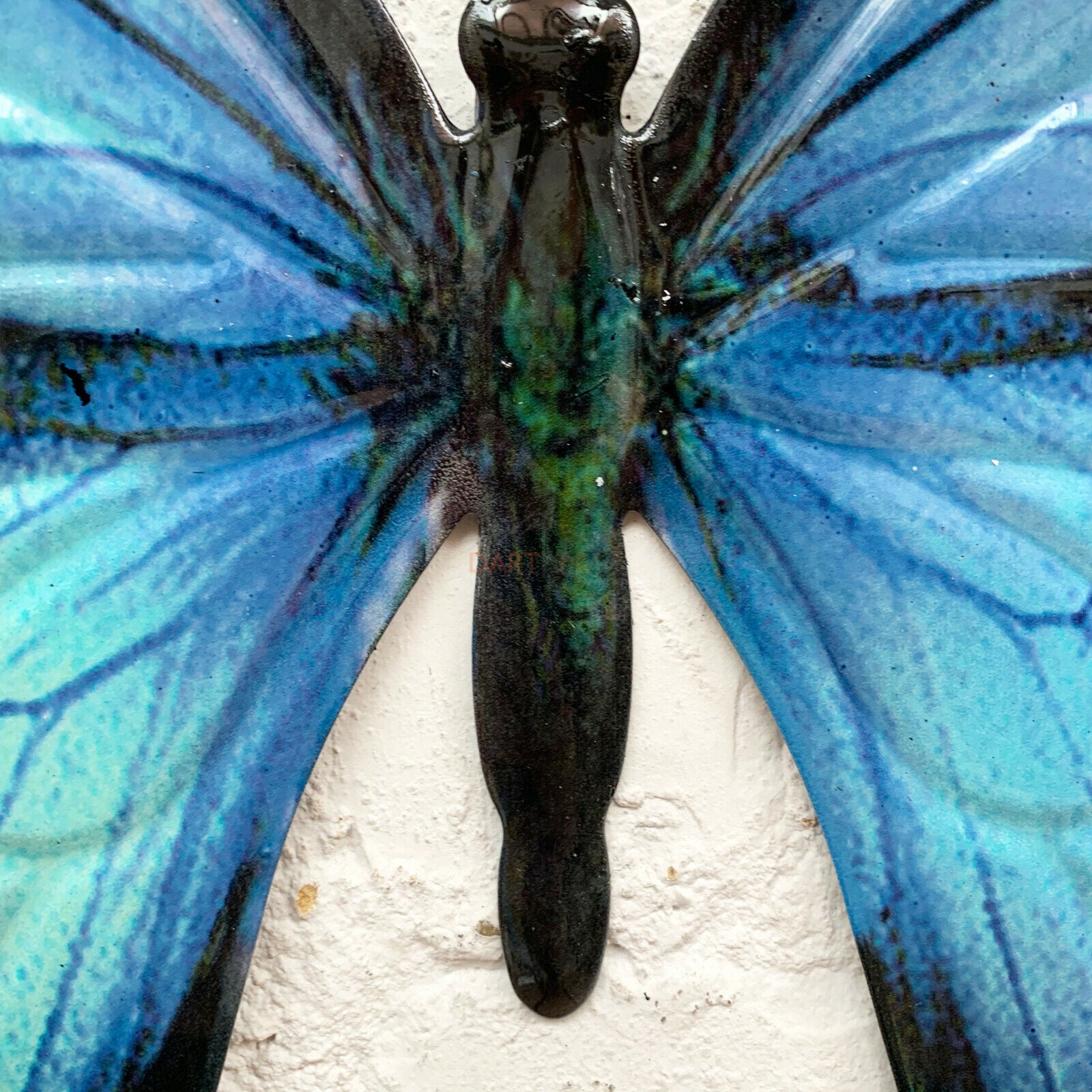 Blaue und schwarze Schmetterlings-Wandkunst aus Metall