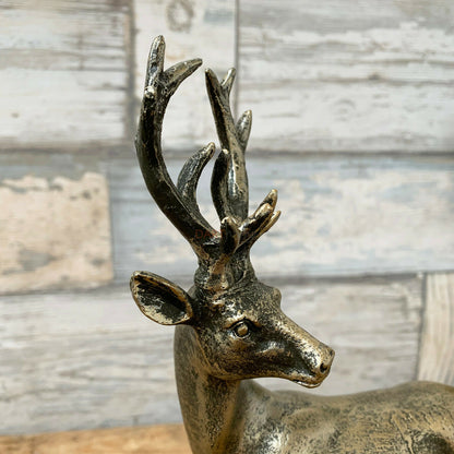 Antique Gold Right Facing Reindeer Sculpture