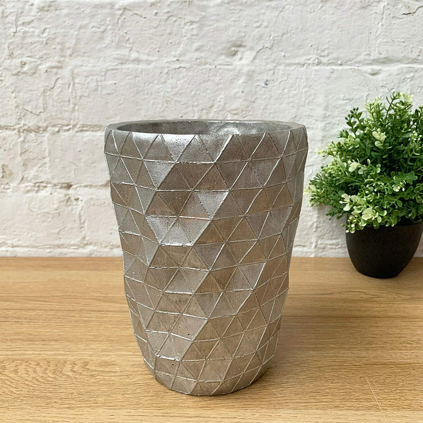 Tall Silver Concrete Newton Vase