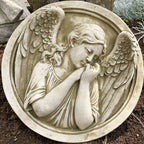 Round Stone Angel Wall Plaque