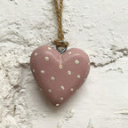 Pink & White Polka Dot Hanging Love Heart Decorations 5cm