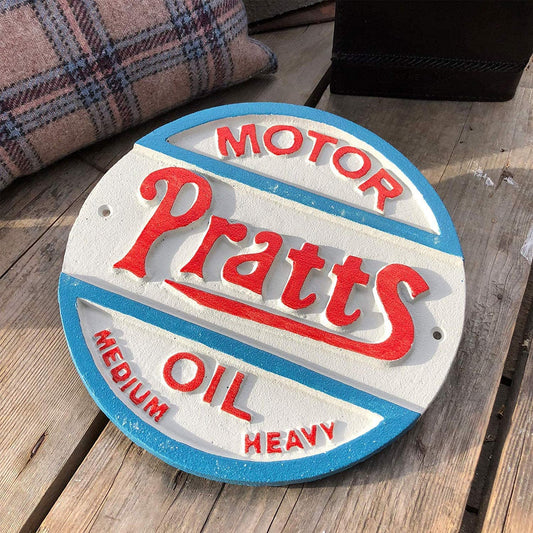 Vintage Cast Iron Pratts Oil Sign