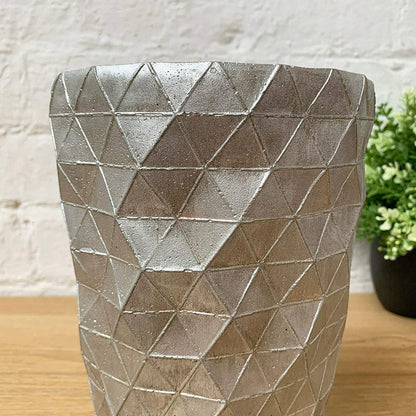 Tall Silver Concrete Newton Vase