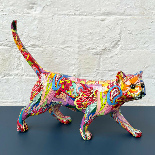 Kunstharz-Graffiti-Kunst-Ornament „Walking Cat“.