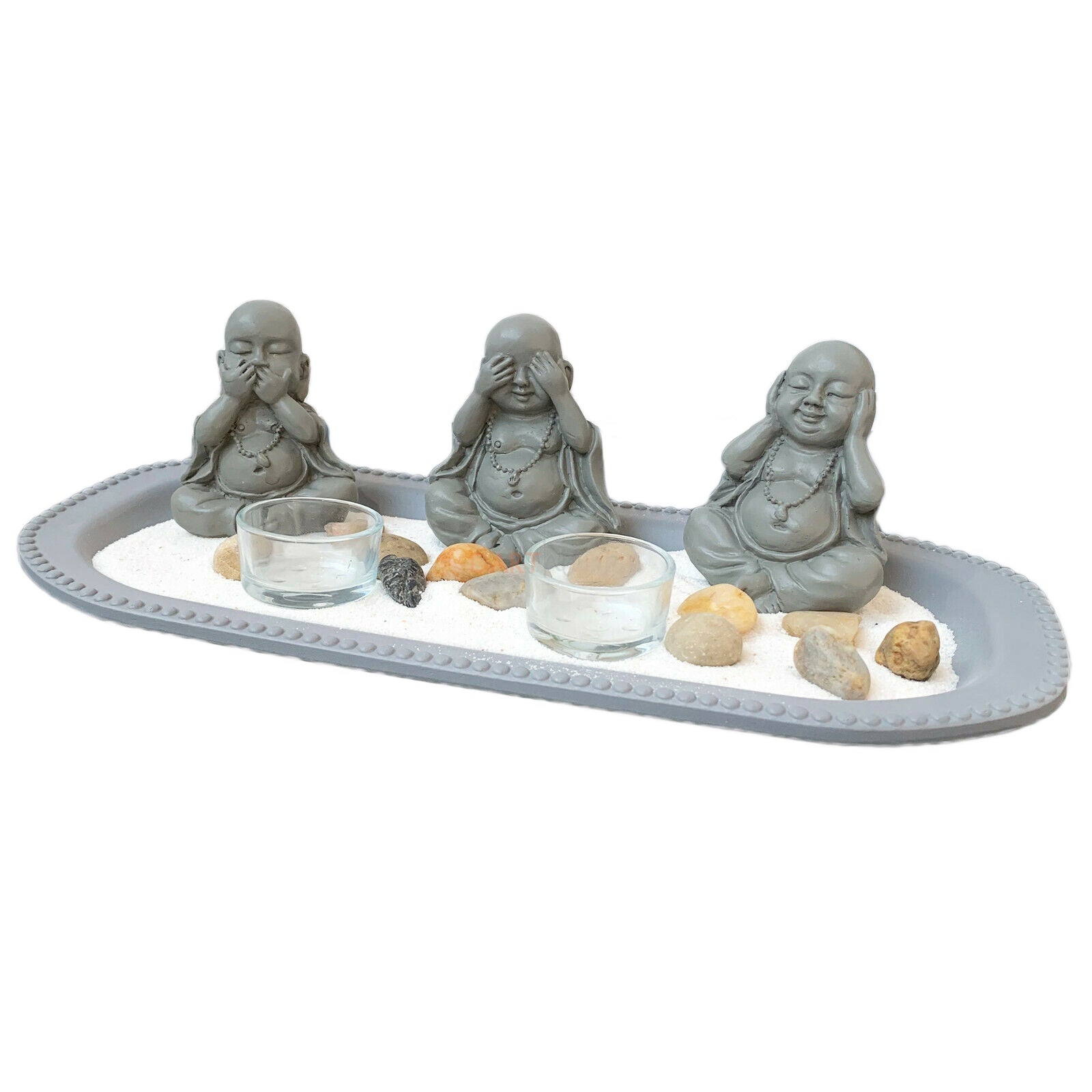 Dreifacher Buddha-Zen-Garten-Kerzenhalter