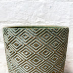 Cement Tall Diamond Plant Pot 20cm - Green & Gold