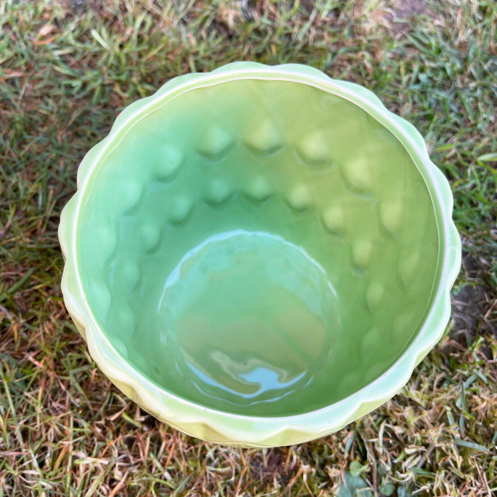 Grüner geometrischer Übertopf aus Keramik, 13 cm