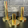 Set Of 3 Metallic Gold Candle Stick Holders
