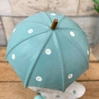 Aqua Blue Polka Dot Duck With Umbrella