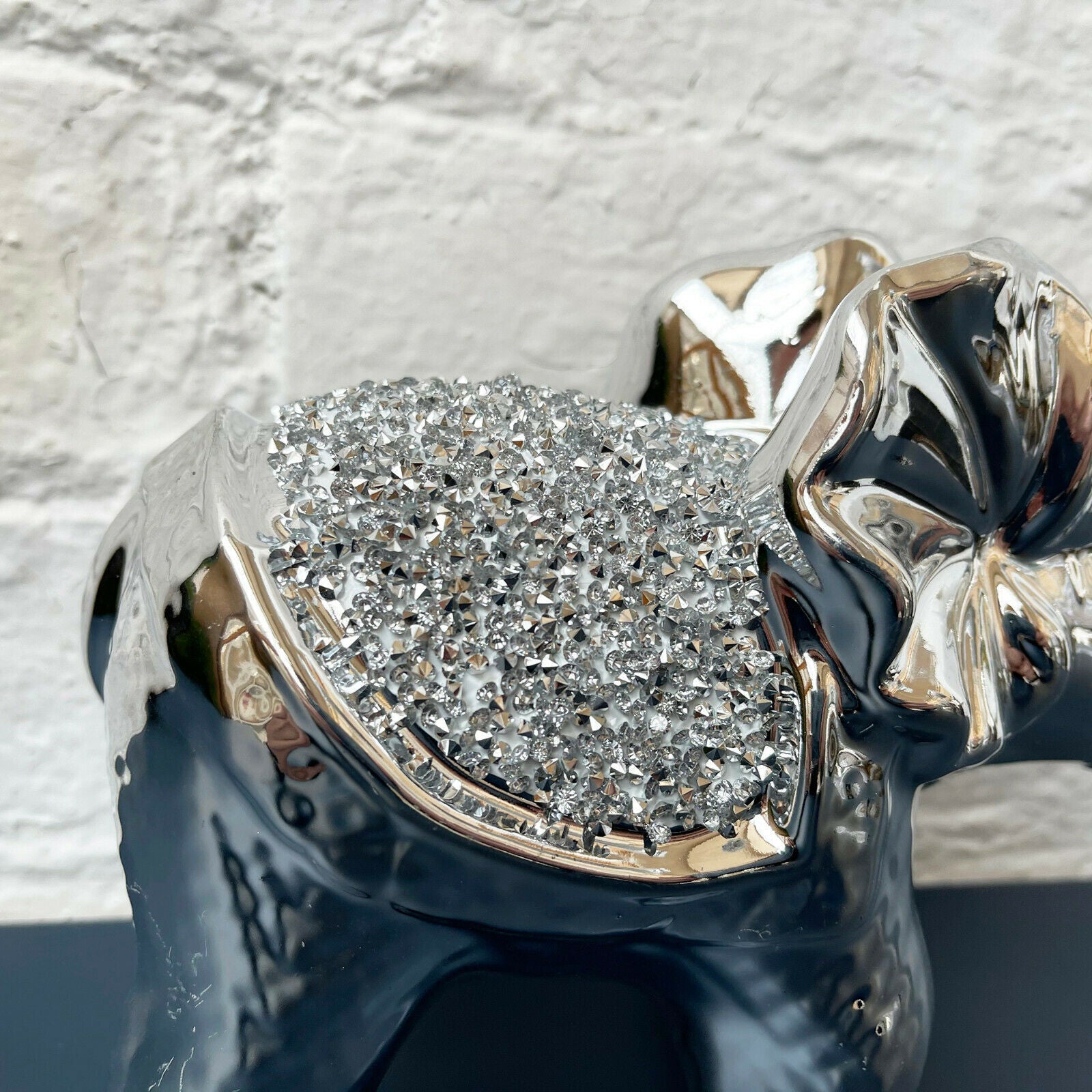 Silver Diamante Elephant Ornament