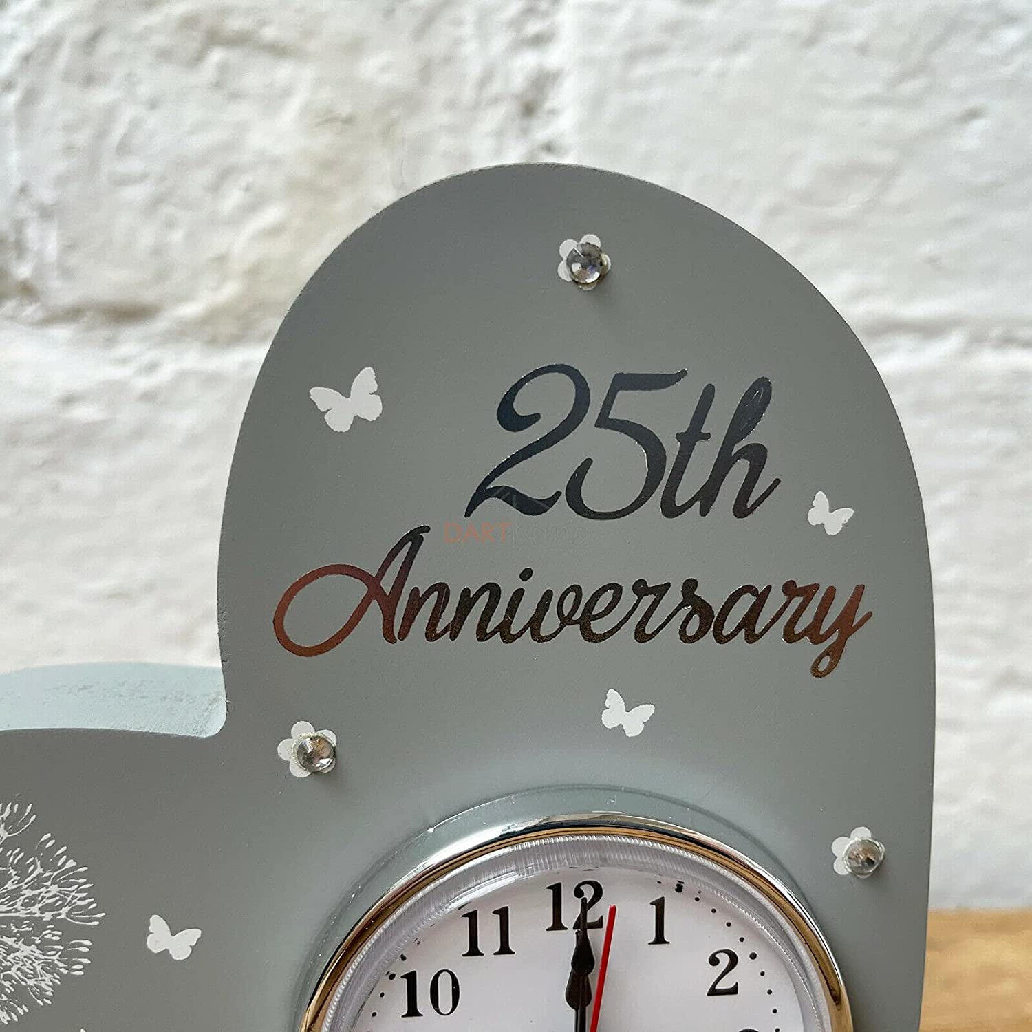 25th Silver Anniversary Love Heart Clock