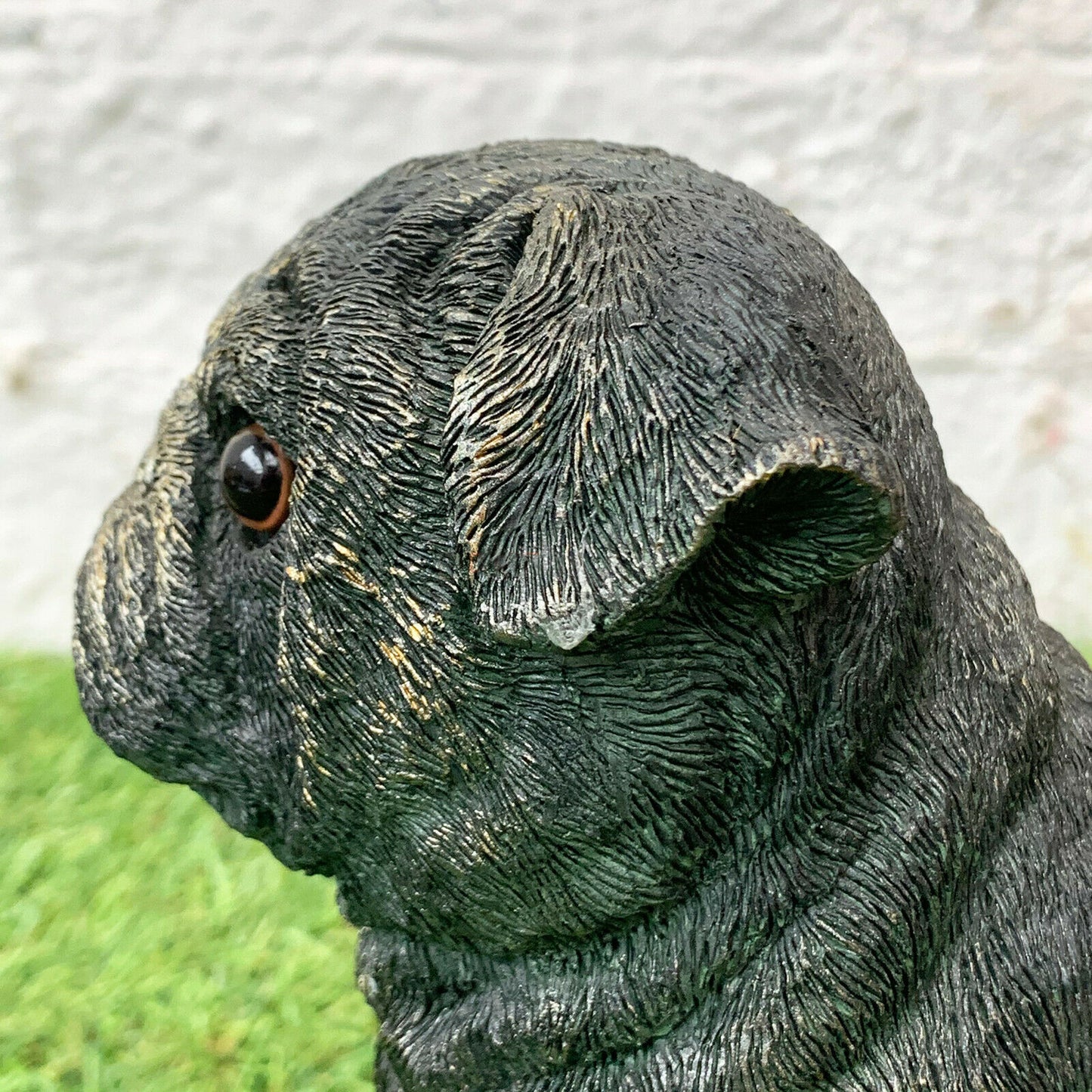 Bronze Resin Sitting Pug Dog Ornament