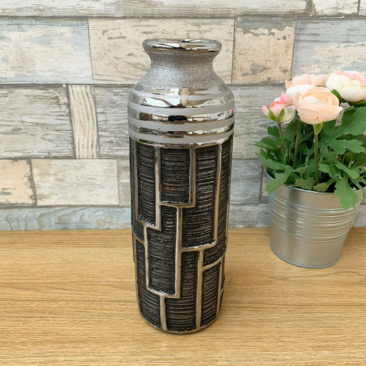 Gun Metal Geometric Bottle Vase