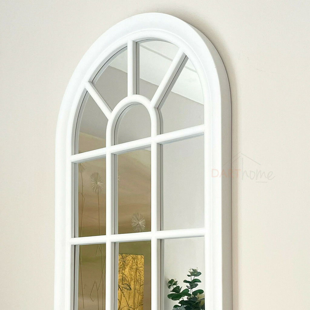 White Arched Window Mirror 70cm