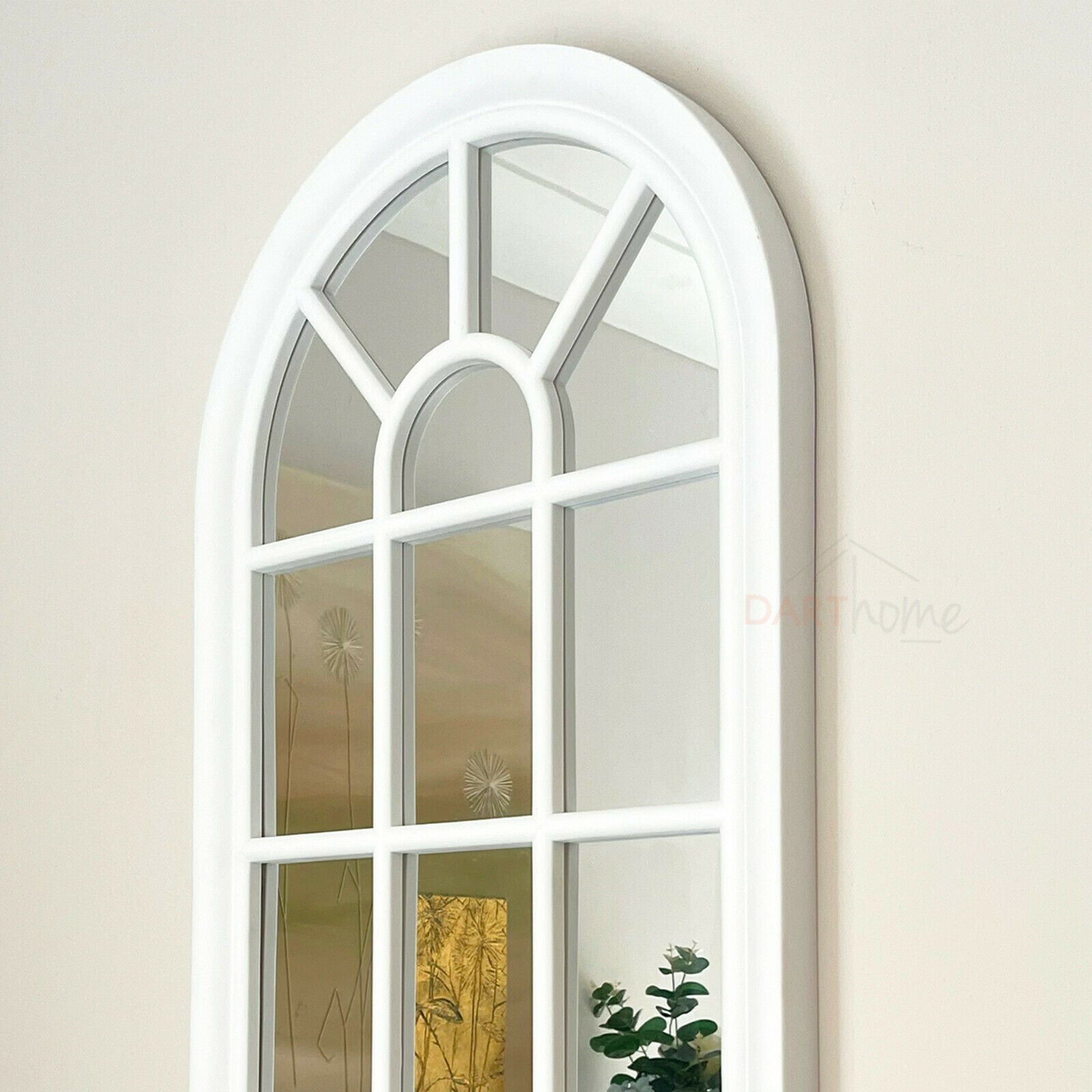 White Arched Window Mirror 70cm