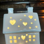 LED Light Up White Ceramic House Christmas Decorations
