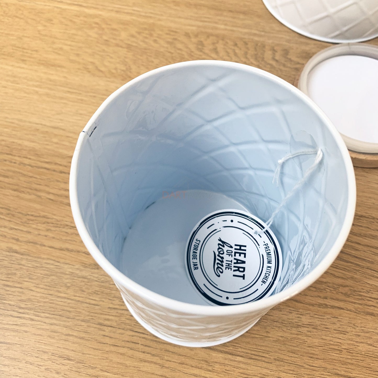 Set Of 3 Embossed White Storage Jars