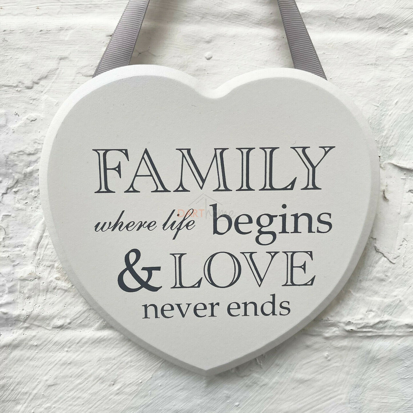 Hanging love Heart Plaque - Family Is Where Life Begins & Love Never Ends