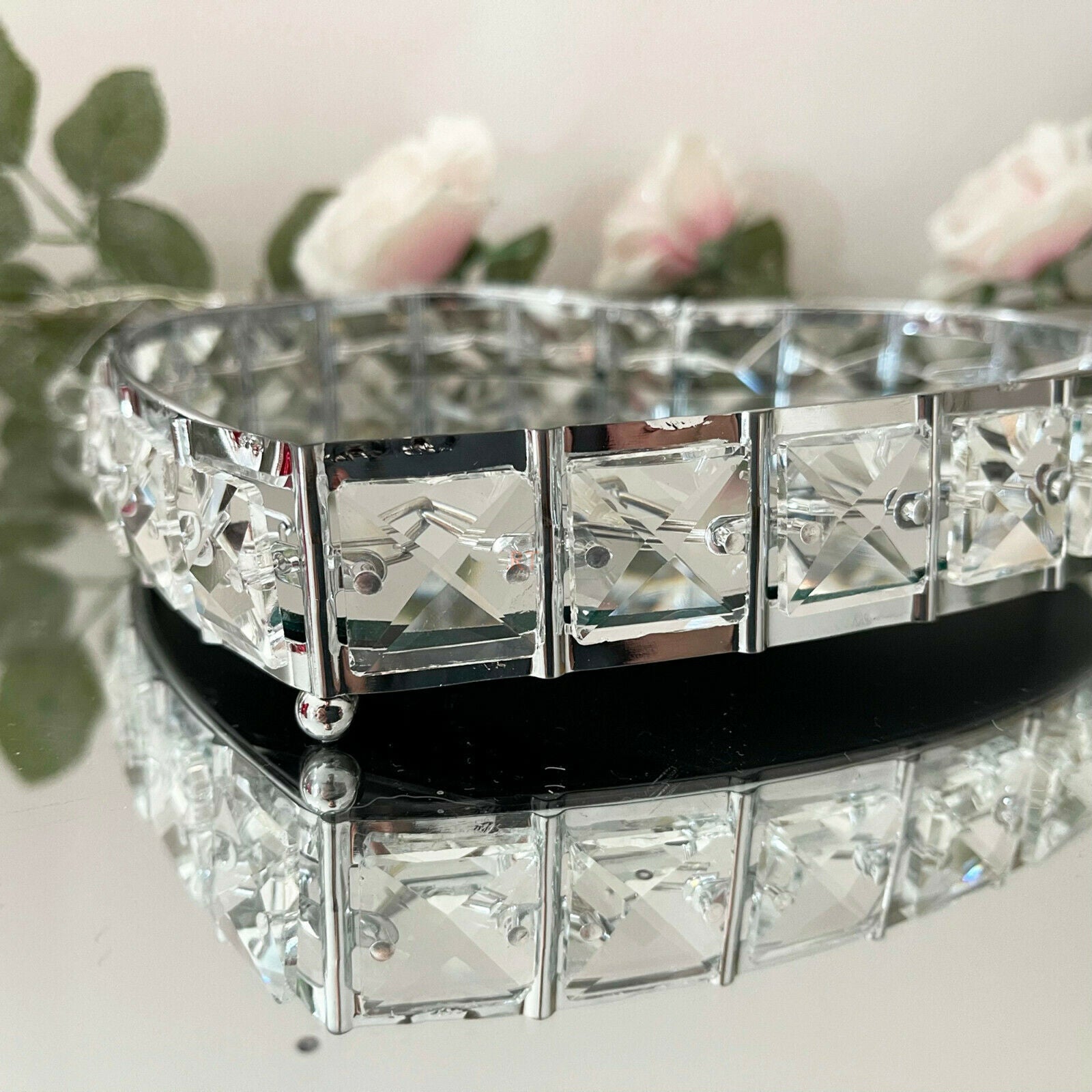 Diamante Love Heart verspiegelter Kerzenteller