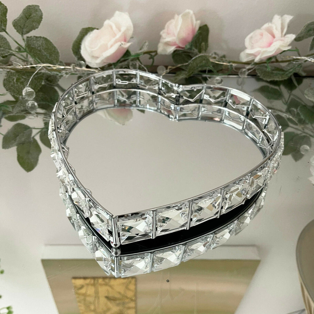 Diamante Love Heart verspiegelter Kerzenteller