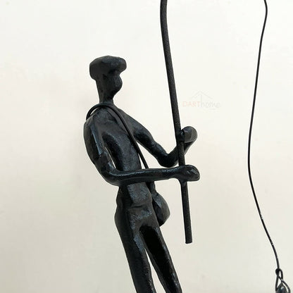 Cast Iron Fisherman Sculpture 11x22cm